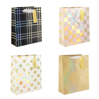 Torebki na prezenty Złota Kratka, duża, 1szt