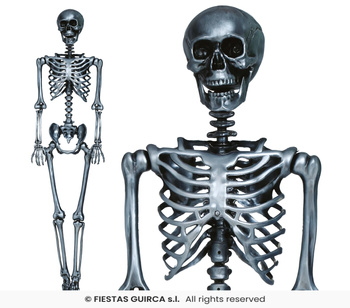 Dekoracja wisząca Szkielet Srebrny, 90cm