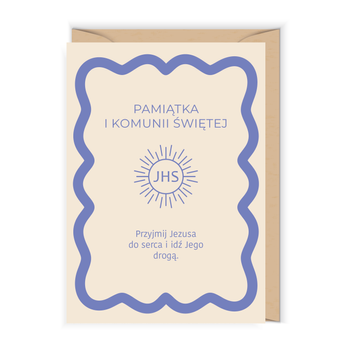 Kartka komunijna IHS fiolet