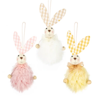 Dekoracje wielkanocne Zawieszki futrzane zajączki 1 szt.