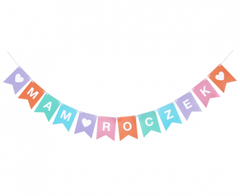 Girlanda papierowa Mam roczek, różowy