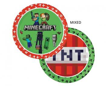 Talerzyki papierowe Minecraft, 23 cm, 8 szt. (plastic-free)