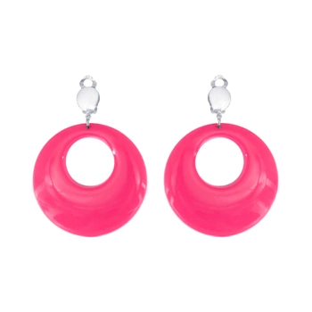 Kolczyki neonowe Koła różowe klipsy 4,5cm