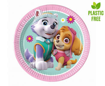 Talerzyki papierowe Paw Patrol Skye & Everest (Nickelodeon), 19,5cm, 8 szt. (plastic-free)