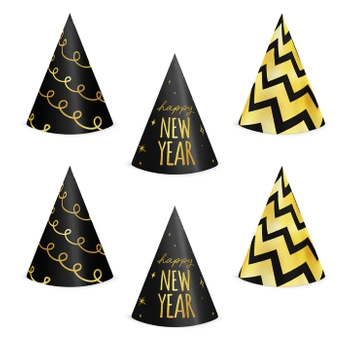 Czapeczki imprezowe Happy New Year zestaw 6szt.