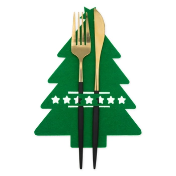 Podkładki świąteczne pod sztućce Choinka zielone 6szt.