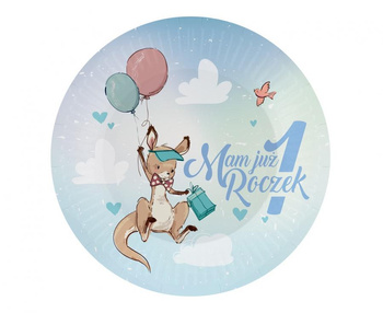 Talerzyki papierowe Kolekcja Roczek - Kangurek, 18 cm/ 6 szt.