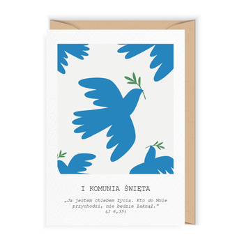 Kartka komunijna z białą ramką