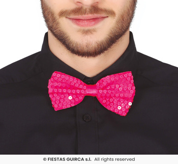 Neonowa różowa muszka cekinowa