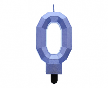 Świeczka cyferka 0 - Diament, metalik ciemnoniebieski, 7.6 cm