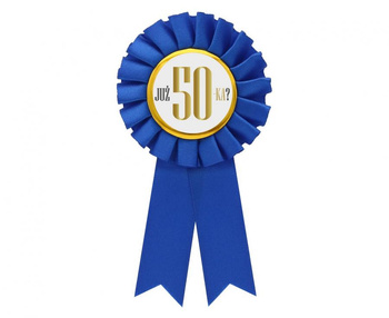 Kotylion "Już 50-tka?", niebieski