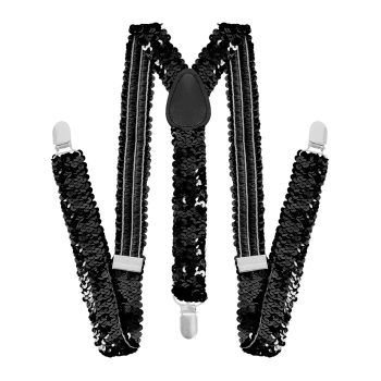 Szelki do spodni cekinowe czarne