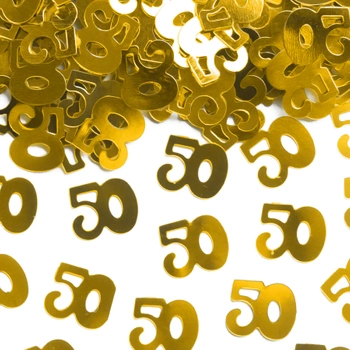 Konfetti foliowe 15 g - złote cyfry 50