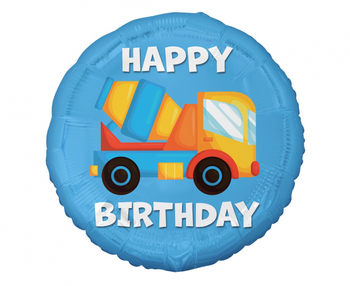 Balon foliowy Betoniarka (Happy Birthday), 18"