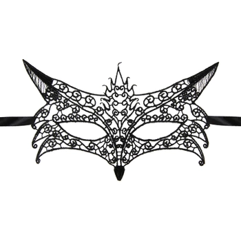 Maska wenecka Lis koronkowa czarna 22x12cm