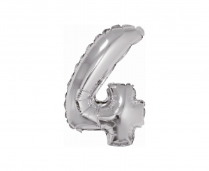 Balon foliowy "Cyfra 4", srebrna, 35 cm