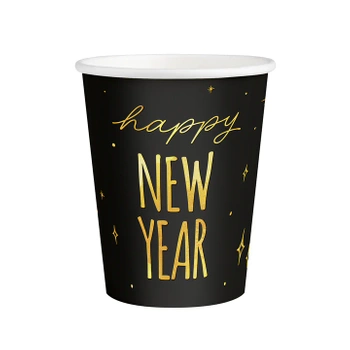 Kubek Happy New Year czarno-złoty 220ml 6szt.
