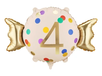 Balon foliowy Cukierek ''4'', 61x37 cm, mix