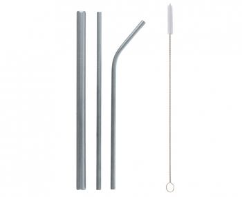 Rurki metalowe, srebrne, shake, zagięta, prosta i szczoteczka