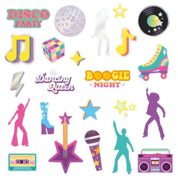 Tatuaże zmywalne Retro Disco 23szt. zestaw