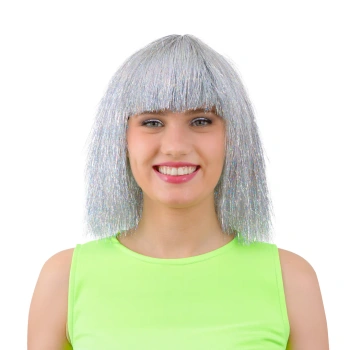 Peruka imprezowa, włosy anielskie, krótkie srebrne