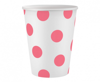 Kubeczki pap. Groszki, różowe, 250 ml, 6 szt.
