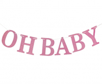 Girlanda papierowa brokatowa B&G Oh Baby, jasnoróżowa, DIY, 300 cm