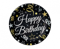 Talerzyki papierowe B&C Happy Birthday, 18 cm/ 8 szt.