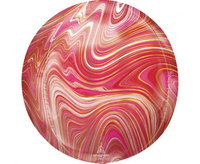 Balon foliowy ORBZ - Kula Orbz Marblez Red & Pink, zapakowany
