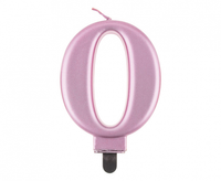 Świeczka B&C cyferka 0, metalik różowo-złota, 8,0 cm