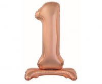 Balon foliowy B&C Cyfra stojąca 1, różowo-złota, 74 cm