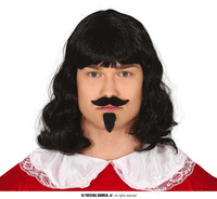 Peruka Muszkietiera z wąsami i bródką, męska