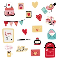 Miłosne walentynkowe naklejki mix, 18 szt.