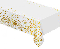 Obrus foliowy B&C złote groszki, biały, 137x183 cm