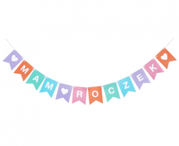 Girlanda papierowa Mam roczek, różowy