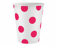 Kubeczki pap. Groszki, magenta, 250 ml, 6 szt.