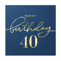 Serwetki Happy Birthday 40 granatowe 10szt.