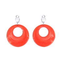 Kolczyki neonowe Koła pomarańczowe klipsy 4,5cm