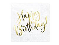 Serwetki Happy Birthday, biały, 33x33cm