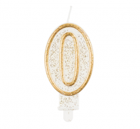 Świeczka B&C cyferka "0", złoty kontur