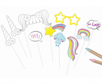 Rekwizyty do zdjęć Pokoloruj Sam - Jednorożec, 10 elementów