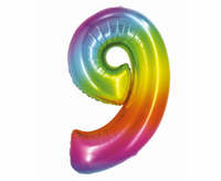 Balon foliowy Smart, Cyfra 9, tęczowa, 76 cm