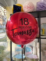 Balon foliowy ORBZ - kula czerwona napełniona helem