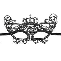 Maska wenecka Korona koronkowa czarna 20x11cm