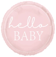 Balon foliowy 18" Hello baby, różowy