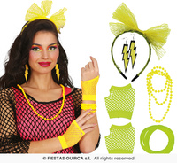 Neonowy zestaw akcesoriów „Disco 80s”, 5 szt.