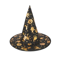 Kapelusz czarownicy Halloween czarno-złoty 38x32cm