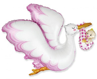 Balon foliowy 24 cale FX - Bocian Baby Girl, pakowany