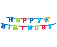 Girlanda "Happy Birthday niebieskie", 1.8 m