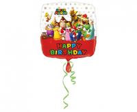 Balon foliowy 18 cali/43 cm Mario Bros "Happy Birthday"